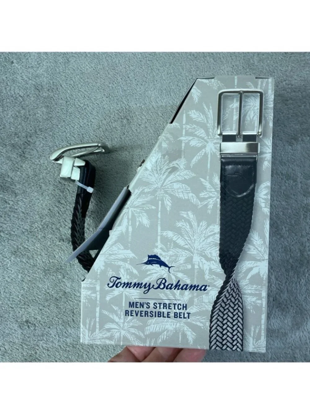 NWT Tommy Bahama Men's Stretch Reversible Belt S/M 34-38 Black/Grey